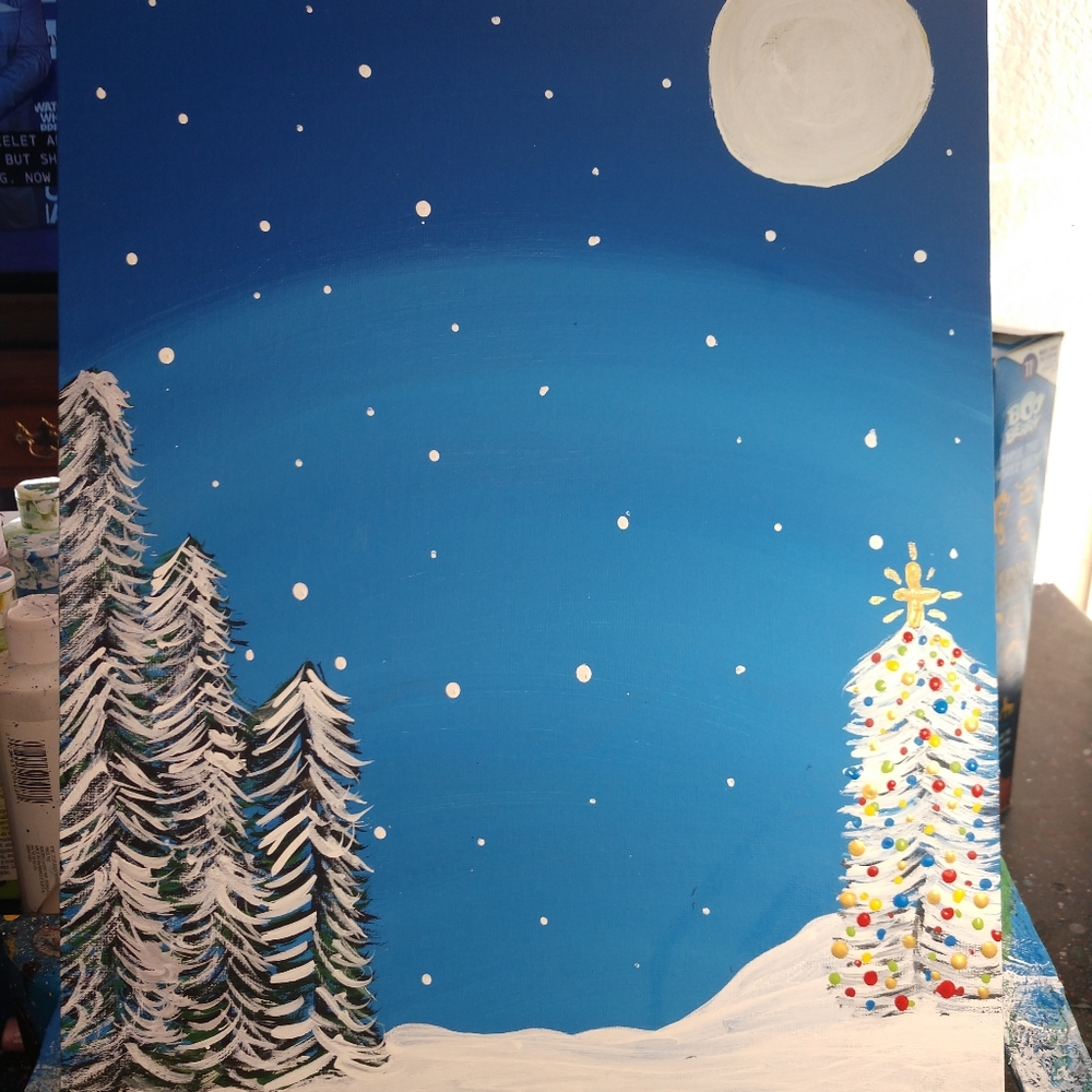 11x14xmas tree 🌲♥️💚 painting🖌️ ASPCA